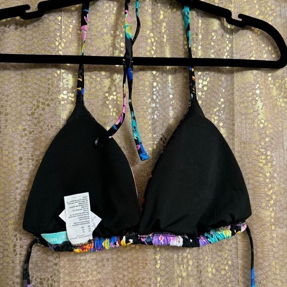 American Eagle X Naito Black Tropical Floral String Bikini Swim Top XL NWT - Picture 2 of 6